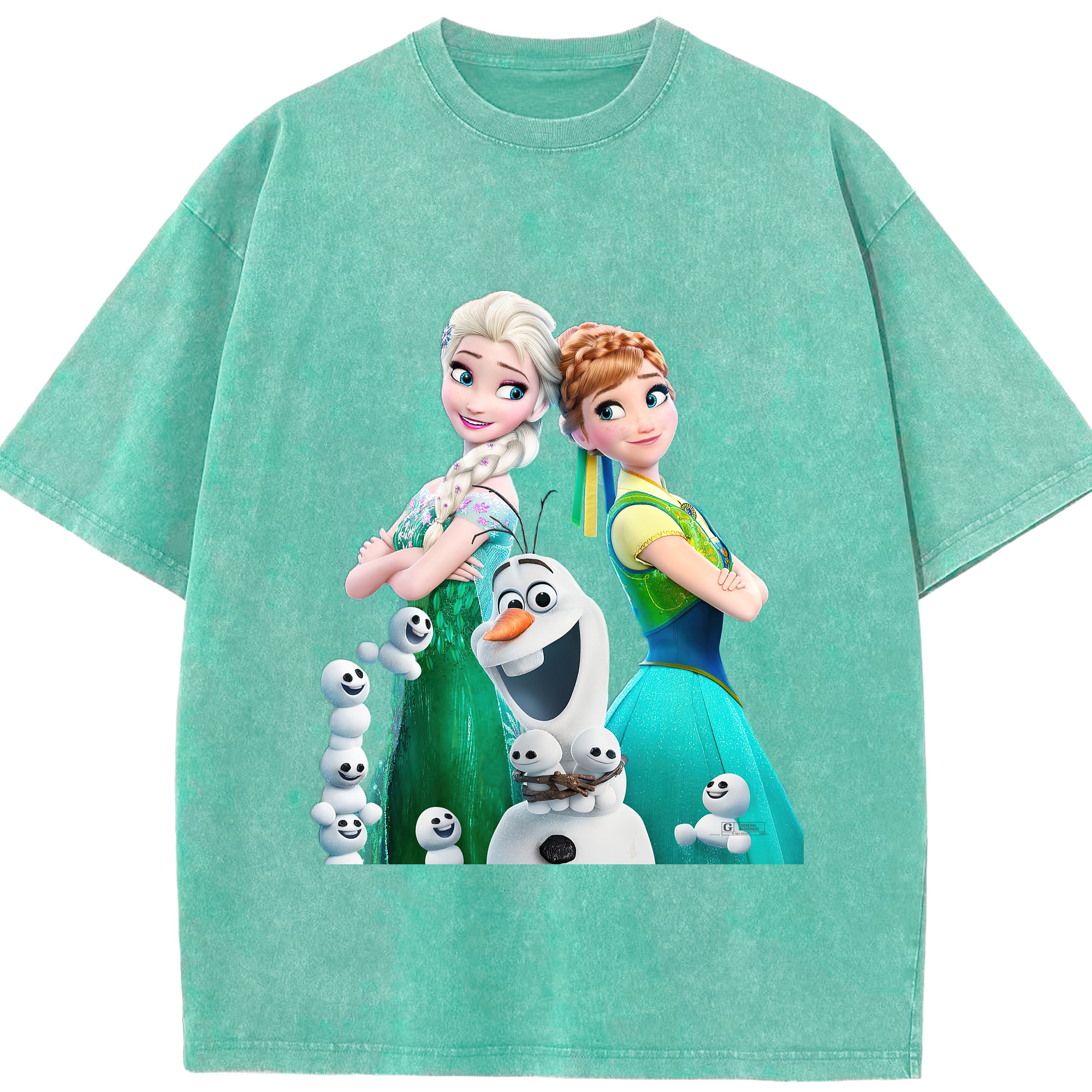 （画像用） アナと雪の女王 アンナ エルサ Frozen Anna Elsa 綿100% ヴィンテージ風 半袖Tシャツ（フロントプリント）